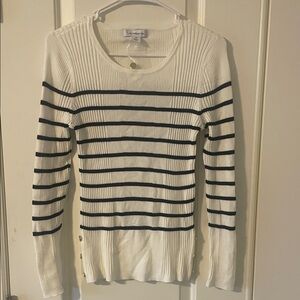 Liz Claiborne White and Black Striped Sweater